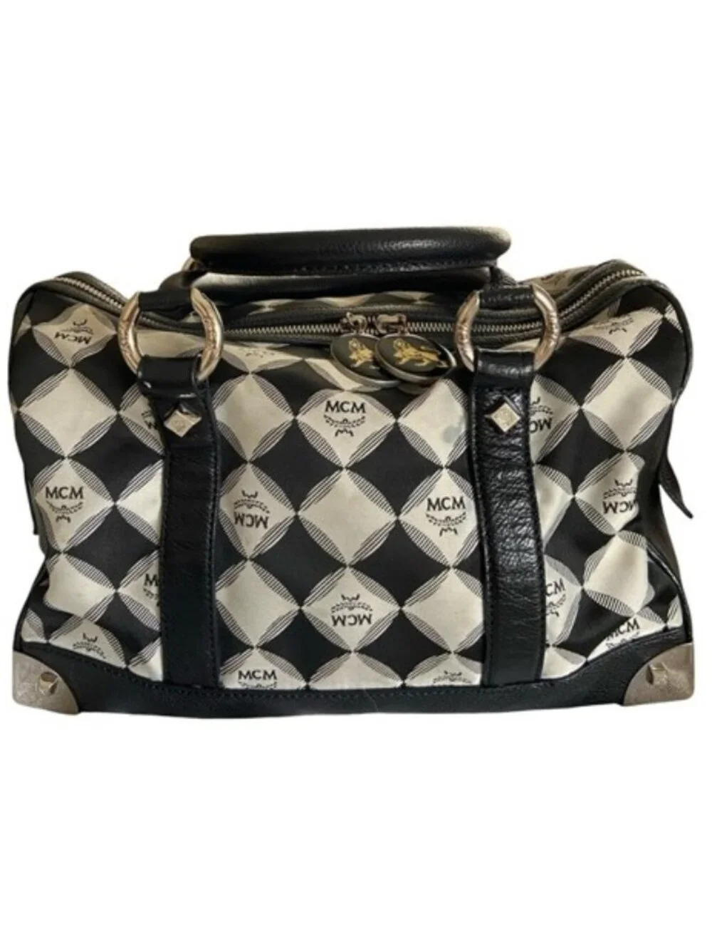 Rare MCM Limited Edition Vintage Diamond Monogram Large Bowling/Travel Bag